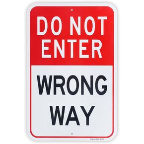 Large Do Not Enter Wrong Way Sign, 18" x 12" .040 Rust Free Aluminum – Reflective, UV Protected and Weatherproof