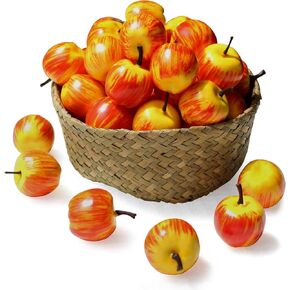 35Pcs Artificial Apples Fake Mini Red Apple Foam Realistic Faux Fruits Display for Decoration Lifelike Simulation Fruit for Home Kitchen Table Ornaments Festival Party Photography Prop Décor
