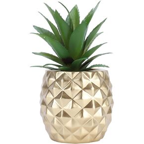 Tissting 6.7x3.9in Gold Artificial Succulent Potted Pineapple Decor Resin Fruit Model Fake Pineapple Home Office Kitchen Table Decoration