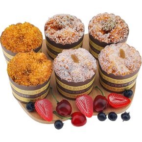 Woration 6pcs Fake Bread Set Decoration Realistic Loaves Artificial French Loaf Dessert Faux Food for Home Kitchen Bakery Display Photography Prop