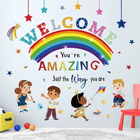 wondever Reading Corner Rainbow Wall Decals Kids Inspirational Quotes You are Amazing Peel and Stick Wall Art Stickers for Reading Room Classroom Kids Room in Saudi Arabia