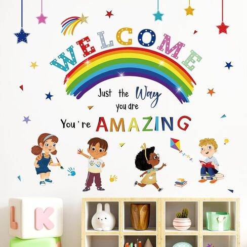 wondever Reading Corner Rainbow Wall Decals Kids Inspirational Quotes You are Amazing Peel and Stick Wall Art Stickers for Reading Room Classroom Kids Room in Saudi Arabia