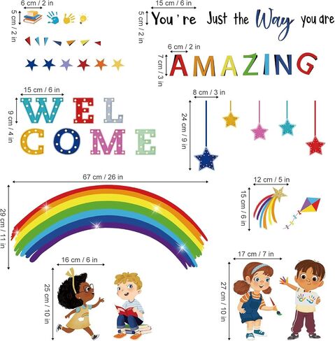 wondever Reading Corner Rainbow Wall Decals Kids Inspirational Quotes You are Amazing Peel and Stick Wall Art Stickers for Reading Room Classroom Kids Room in Saudi Arabia