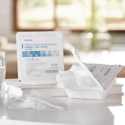 McKesson Premium Woven Gauze Sponges, Sterile, 16-Ply, USP Type VII, 100% Cotton, 4 in x 4 in, 10 per Pack, 72 Packs, 720 Total in Saudi Arabia