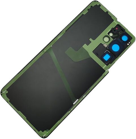 غطاء زجاجي خلفي S21 Ultra Back Glass بديل لهاتف Galaxy S21 Ultra مع إطار كاميرا خلفي لهاتف Samsung S21 Ultra Back Glass 5G 6.8 بوصة G998U G998U1 جزء إصلاح شريط الغطاء الخلفي (أسود فانتوم) in Kuwait