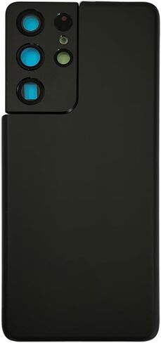 غطاء زجاجي خلفي S21 Ultra Back Glass بديل لهاتف Galaxy S21 Ultra مع إطار كاميرا خلفي لهاتف Samsung S21 Ultra Back Glass 5G 6.8 بوصة G998U G998U1 جزء إصلاح شريط الغطاء الخلفي (أسود فانتوم) in Kuwait