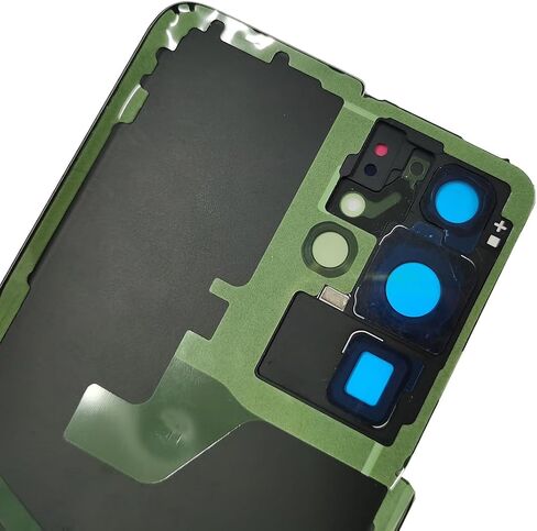 غطاء زجاجي خلفي S21 Ultra Back Glass بديل لهاتف Galaxy S21 Ultra مع إطار كاميرا خلفي لهاتف Samsung S21 Ultra Back Glass 5G 6.8 بوصة G998U G998U1 جزء إصلاح شريط الغطاء الخلفي (أسود فانتوم) in Kuwait