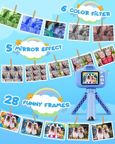 Kids Camera - Toddler Camera Christmas Birthday Toys Gifts for Boys Girls 3-8 Years Old, 1080P HD Kids Selfie Digital Camera with 32GB SD Card -Blue Car in Kuwait