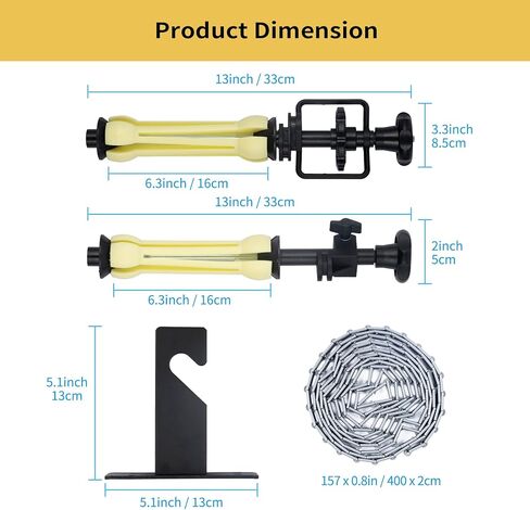 Goshoot Photography 3 Roller Wall Mount Manual Backdrop Support System Set with 6 Expand Bars, 2 Tri-Folding Hooks and 3 Chains for Mounting 3 Backdrops in Kuwait