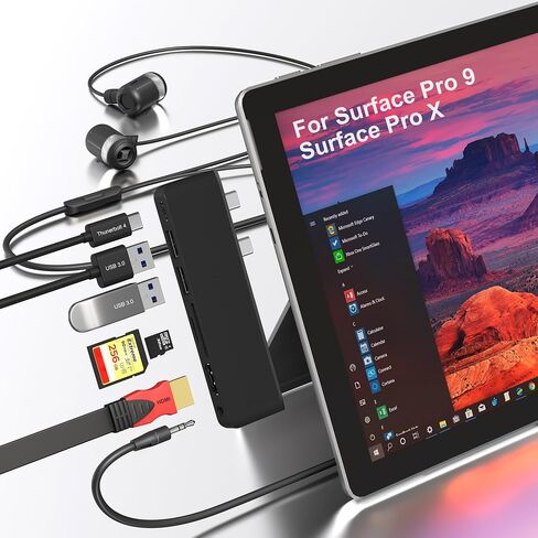 Surface Pro 9 Docking Station, Surface Pro 9 Hub Adapter with 100 Mbps LAN, 4K HDMI, 100W USB-C (Display+Data+PD Charging), 2 USB 3.0, 3.5mm Audio, SD/TF Card Reader for Microsoft Surface Pro 9/X in Kuwait