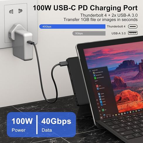 Surface Pro 9 Docking Station, Surface Pro 9 Hub Adapter with 100 Mbps LAN, 4K HDMI, 100W USB-C (Display+Data+PD Charging), 2 USB 3.0, 3.5mm Audio, SD/TF Card Reader for Microsoft Surface Pro 9/X in Kuwait