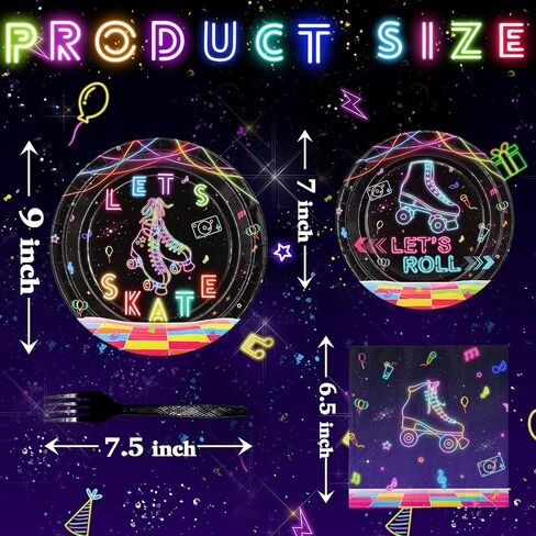 Roller Skating Party Decorations Set - Fun Roller Skating Party Plates, Napkins, and Forks for an Exciting Celebration - Disposable Roller Skate Party Supplies for Birthdays and Events in Kuwait