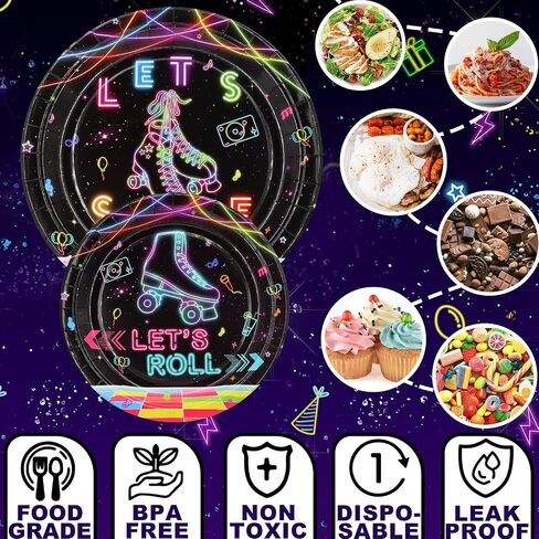 Roller Skating Party Decorations Set - Fun Roller Skating Party Plates, Napkins, and Forks for an Exciting Celebration - Disposable Roller Skate Party Supplies for Birthdays and Events in Kuwait