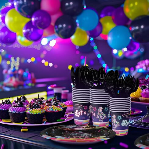 Roller Skating Party Decorations Set - Fun Roller Skating Party Plates, Napkins, and Forks for an Exciting Celebration - Disposable Roller Skate Party Supplies for Birthdays and Events in Kuwait