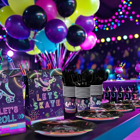 Roller Skating Party Decorations Set - Fun Roller Skating Party Plates, Napkins, and Forks for an Exciting Celebration - Disposable Roller Skate Party Supplies for Birthdays and Events in Kuwait