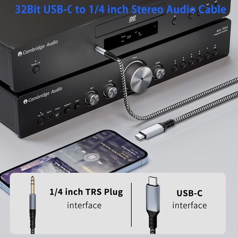 كابل صوت GOSYSONG USB C إلى 1/4 بوصة بطول 10 أقدام، كابل صوت من النوع C إلى 1/4، Realtek ALC5686 32 بت 384 كيلو هرتز DAC، كابل صوت ستيريو USB C إلى 1/4 للهواتف الذكية والكمبيوتر اللوحي والكمبيوتر المحمول ومكبر الصوت ومكبر الصوت in Kuwait