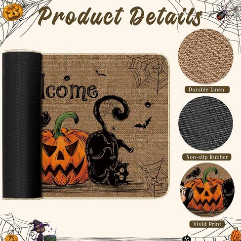 TREWAVE Halloween Kitchen Rug Set of 2 Happy Halloween Pumpkin Kitchen Mat Non-Slip Floor Rug for Home Kitchen Halloween Decorations - 17x29 and 17x47 Inch in Saudi Arabia