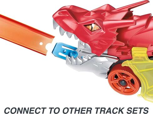 Hot Wheels Toy Car Shark Chomp Transporter & 1:64 Scale Car, Connects to Hot Wheels Track & Stores 5 Scale Vehicles in Saudi Arabia
