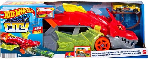 Hot Wheels Toy Car Shark Chomp Transporter & 1:64 Scale Car, Connects to Hot Wheels Track & Stores 5 Scale Vehicles in Saudi Arabia