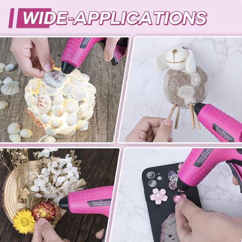 ThinkLearn Cordless Hot Glue Gun with Stand, 4V Mini Pink Glue Gun Set with 25Pcs Premium Glue Sticks, USB Rechargeable Wireless Battery Powerd Glue Gun Kit for DIY, Arts&Crafts, Gift for Women in Kuwait