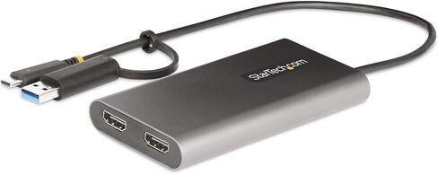 StarTech.com USB-C Multiport Adapter w/Attached USB-C to USB-A Dongle, Dual HDMI (4K30Hz/1080p60Hz), 3X USB-A 5Gbps, Mini Travel Dock, Laptop Docking Station, 1.3ft/40cm Cable (167B-USBC-MULTIPORT) in Kuwait