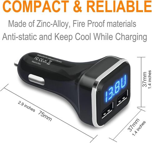 USB C Car Charger Adapter with Voltage Display, 30W Cigarette Lighter Type C Fast Charge Power Delivery & Quick Charge 3.0 (PD & QC), Volt Meter Battery Monitor, Compatible With iPhone 12 Galaxy Pixel in Saudi Arabia