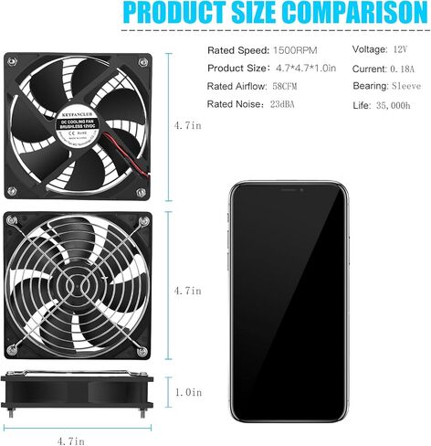 مروحة كمبيوتر هادئة 120 ملم × 25 ملم 12 فولت، مروحة هيكل 120 ملم، مروحة تبريد عالية الاداء in Kuwait
