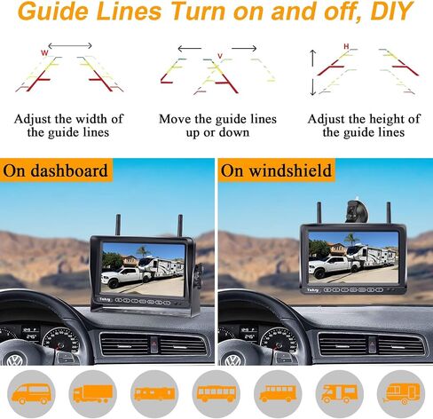 RV Backup Camera Wireless Recording 2 Cameras - Plug and Play Pre-Wired for Furrion System Night Vision 4 Channels HD 1080P 7'' Touch Key Monitor Rear View Camera for Trailer/Trucks/Camper Yakry Y28 in Saudi Arabia