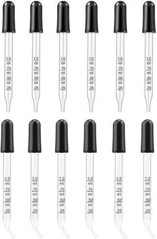 Comfort Axis Calibrated 1ml Glass Bent & Straight Tip Eye and Medicine Droppers, 12 Pack in Saudi Arabia
