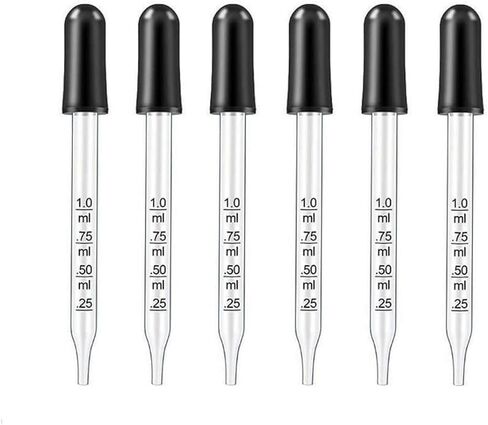 Comfort Axis Calibrated 1ml Glass Bent & Straight Tip Eye and Medicine Droppers, 12 Pack in Saudi Arabia