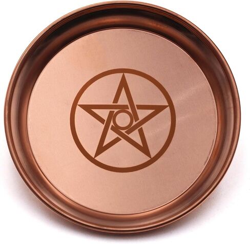 Copper Offering Bowl Prayer Ritual Plate Great for Witches,Altar,Incense Burner, smudging Bowl, Offering Dish,Candle Trays, Ash Catcher,Jewelry Dish(Pentagram) in Saudi Arabia