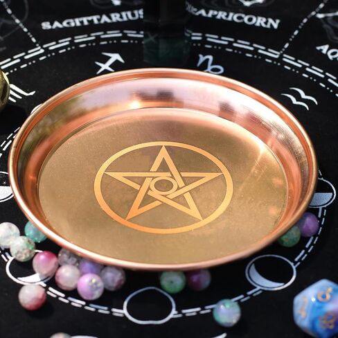 Copper Offering Bowl Prayer Ritual Plate Great for Witches,Altar,Incense Burner, smudging Bowl, Offering Dish,Candle Trays, Ash Catcher,Jewelry Dish(Pentagram) in Saudi Arabia