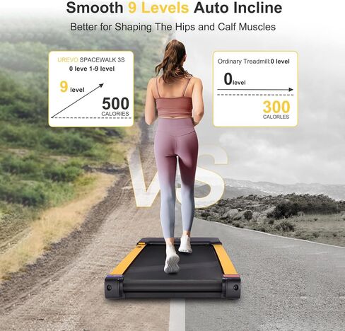 جهاز سير للمشي مع انحدار تلقائي بنسبة 9% 5° 9 مستويات، جهاز مشي تحت المكتب، جهاز مشي للركض أوتوماتيكي مع جهاز تحكم عن بعد وشاشة LED، جهاز مشي محمول بقوة 2.5 حصان in Kuwait