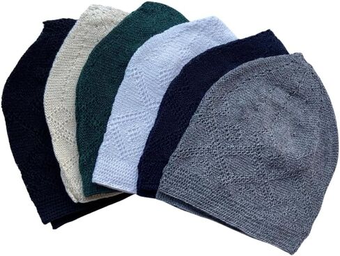 Kufi Hats for Men Muslim, Muslim Hats for Men, Muslim Cap for Men, Muslim Knitting Kufi Hats for Men, Islamic Gifts for Men, Muslim Gifts for Men, Islamic Prayer Cap, Kufi Cap, Mixed Color Pack of 6 in Saudi Arabia