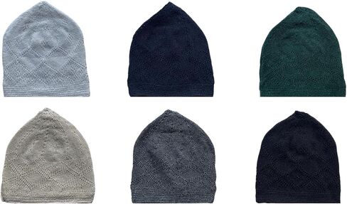 Kufi Hats for Men Muslim, Muslim Hats for Men, Muslim Cap for Men, Muslim Knitting Kufi Hats for Men, Islamic Gifts for Men, Muslim Gifts for Men, Islamic Prayer Cap, Kufi Cap, Mixed Color Pack of 6 in Saudi Arabia