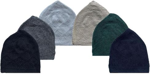 Kufi Hats for Men Muslim, Muslim Hats for Men, Muslim Cap for Men, Muslim Knitting Kufi Hats for Men, Islamic Gifts for Men, Muslim Gifts for Men, Islamic Prayer Cap, Kufi Cap, Mixed Color Pack of 6 in Saudi Arabia