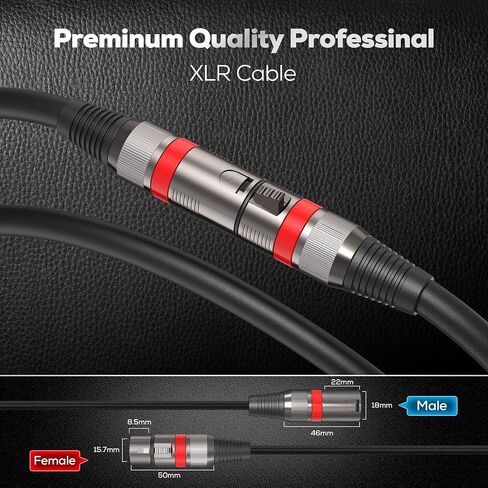 XLR Cables 6FT/1.8M 2 Packs,Bietrun Premium Heavy Duty Balanced Microphone Cable with 3-Pin XLR Male to Female Microphone Cord Connector Compatible with Microphones,Mixer,Speaker Systems,Preamps More in Kuwait