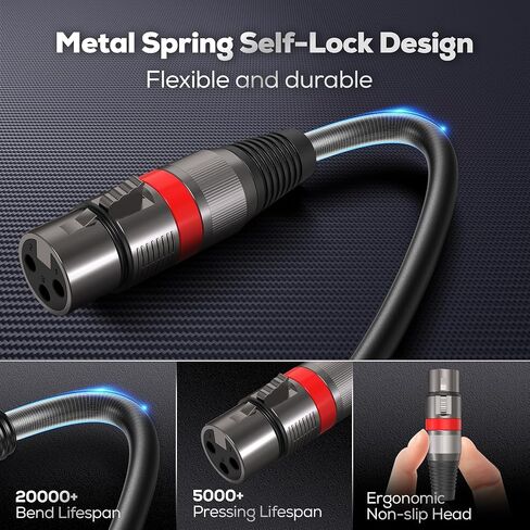 XLR Cables 6FT/1.8M 2 Packs,Bietrun Premium Heavy Duty Balanced Microphone Cable with 3-Pin XLR Male to Female Microphone Cord Connector Compatible with Microphones,Mixer,Speaker Systems,Preamps More in Kuwait