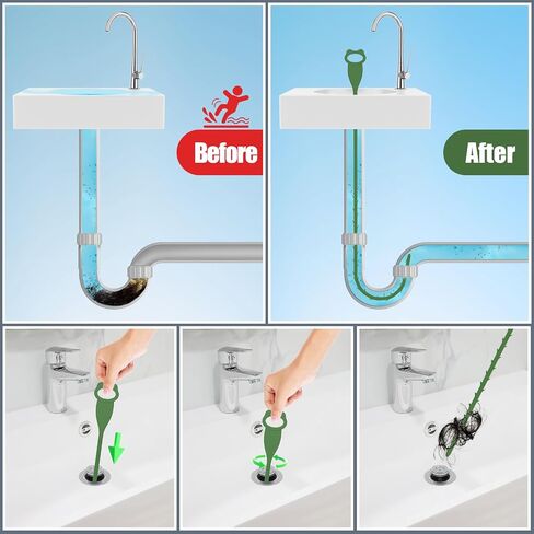 27 Inch Drain Snake Clog Remover 6 Pack, Drain Hair Catcher Sink Snake Drain Cleaner Drain Auger Removal Tool for Shower Kitchen Sink Bathroom Tub Sewer in Saudi Arabia