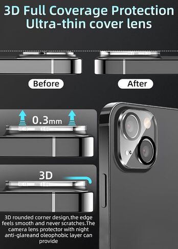 ZXZone [4 Pack] Camera Lens Protector Designed for iPhone 13 6.1-Inch ＆ iPhone 13 mini 5.4-Inch, Accessories Camera Cover, 9H Tempered Glass, Ultra HD, Anti-Scratch, Case Friendly, Easy to Install in Kuwait