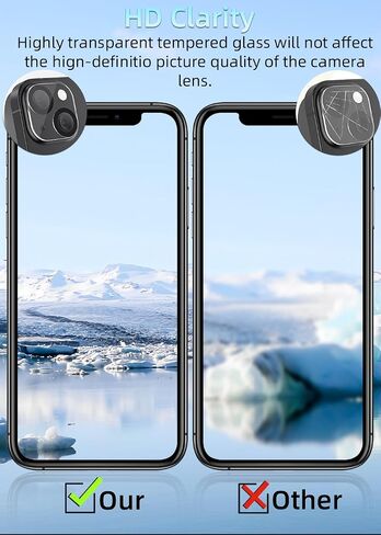 ZXZone [4 Pack] Camera Lens Protector Designed for iPhone 13 6.1-Inch ＆ iPhone 13 mini 5.4-Inch, Accessories Camera Cover, 9H Tempered Glass, Ultra HD, Anti-Scratch, Case Friendly, Easy to Install in Kuwait