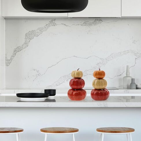 قطعتان من زينة برج اليقطين الاصطناعي الخاص من الفوم المزيف لموسم الخريف وحصاد الخضار الصناعي الكراك النابض بالحياة مكدسة 3 طبقات تصميم عيد الشكر والتزيين والعرض in Kuwait