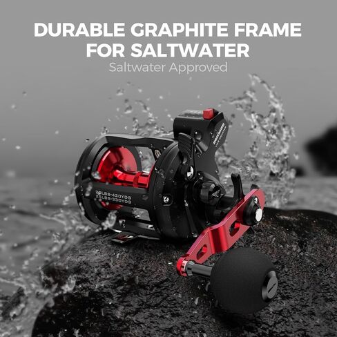 KastKing ReKon Round Baitcasting Fishing Reel, Conventional Baitcasting Reel, Line Counter/Level Wind Trolling Reel, Powerful Carbon Disc Drag, Durable Stainless Steel, Large Line Capacity in Kuwait