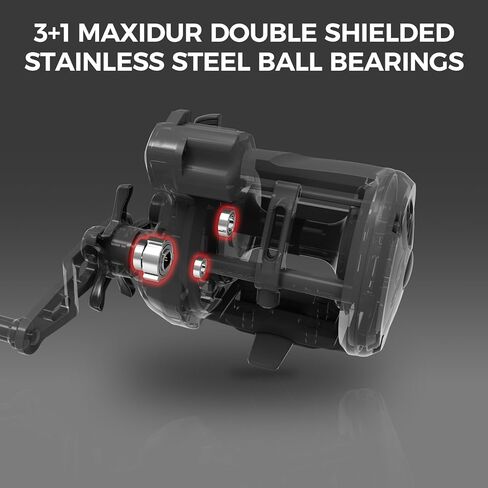 KastKing ReKon Round Baitcasting Fishing Reel, Conventional Baitcasting Reel, Line Counter/Level Wind Trolling Reel, Powerful Carbon Disc Drag, Durable Stainless Steel, Large Line Capacity in Kuwait