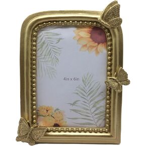 Ornate Picture Frame with Real Glass Front, Vintage Style Picture Frames for Wall or Tabletop Display, Antique Gold 5x7 Inch Resin Photo Frame for Home Décor