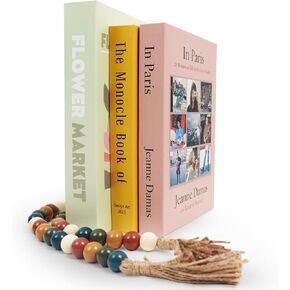 3 PCS Folded Pink Books for Decoration Home Decor with Wooden Beads for Girl's Room,Decor Books for Coffee Table, Faux Books for Living Room,Entryway,Decoration Bookshelf Decor,Entry Decor