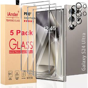 iAnder 3 Pack Glass Screen Protector for Galaxy S21, 3 Pack Camera Lens Protector with Easy Installation Tray, Supports Fingerprint Sensor, HD Retina Clarity, Case Friendly