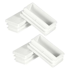 uxcell 2 x 1 Inch Rectangle Plastic Plug, 4 Pcs White Pipe Tubing End Cap Plastic Plug Cap Insert Glide Insert for Metal Tubing Fence Table Chairs Furniture, White