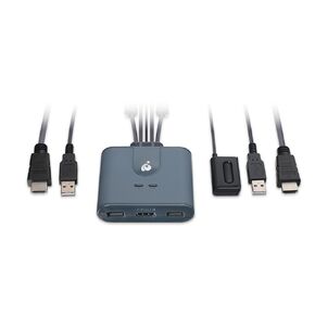 IOGEAR KVM 2-Port USB HDMI Cabled - 1920 x 1200@60Hz - Plug-n-Play - Xbox / PS4/5 - Windows, Mac and Linux - GCS32HU