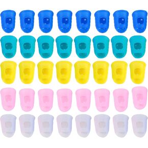 40 Pcs Silicone Finger Cots Cutting Finger Protectors Fingertip Covers Silicone Rubber Fingers Tips Guard Silicone Finger Stalls Wax Child Comfortable Glassware